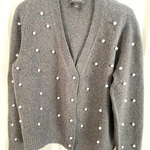 Ann Taylor Grey cardigan embellished with pearls